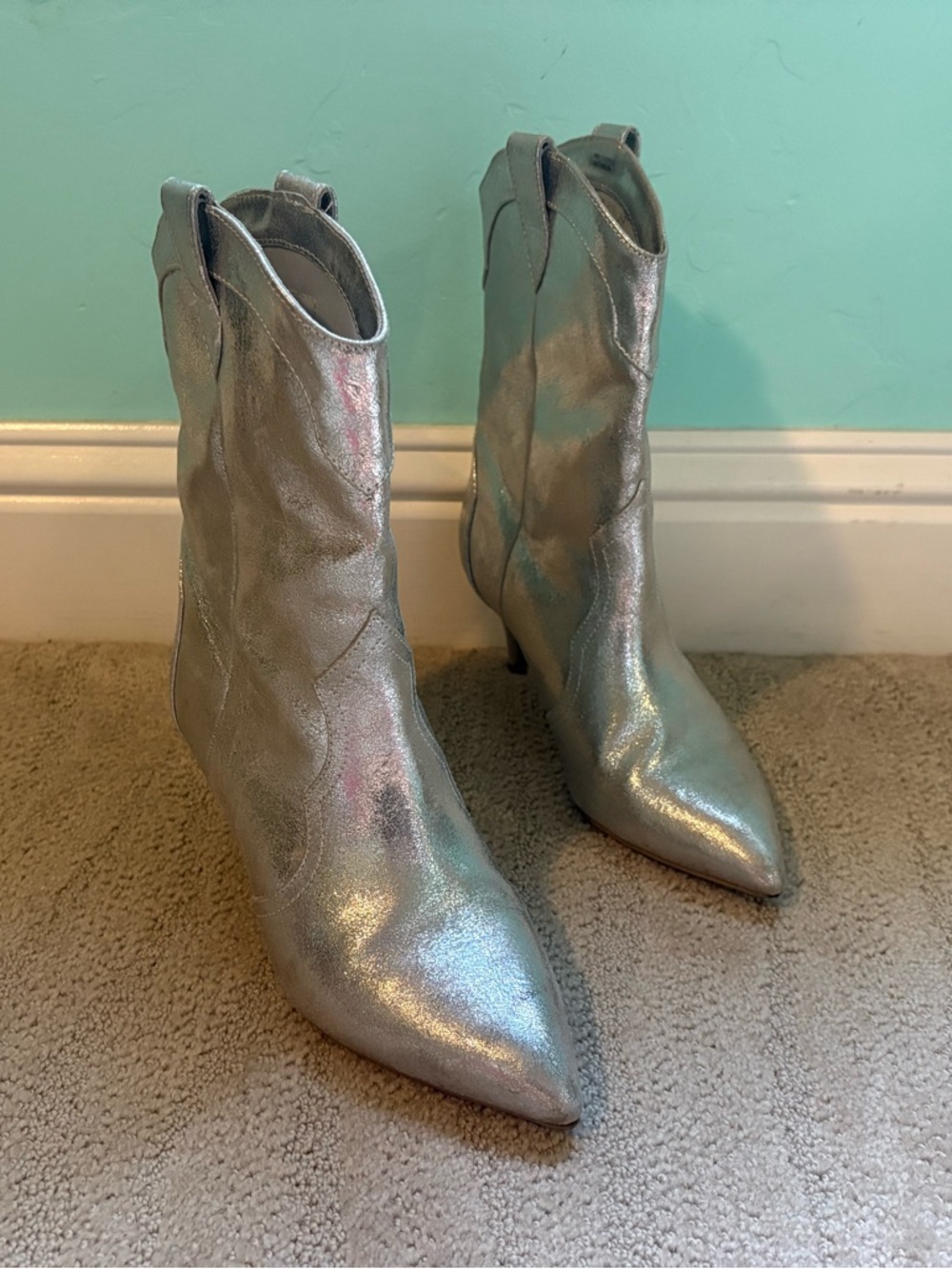 Dolce Vita Metallic Silver Pointed-Toe Booties!